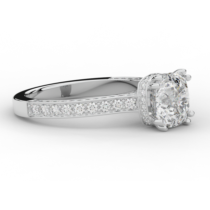 2.60CT.TW CUSHION LAB DIAMOND SOLITAIRE ENGAGEMENT RING - Nazarelle