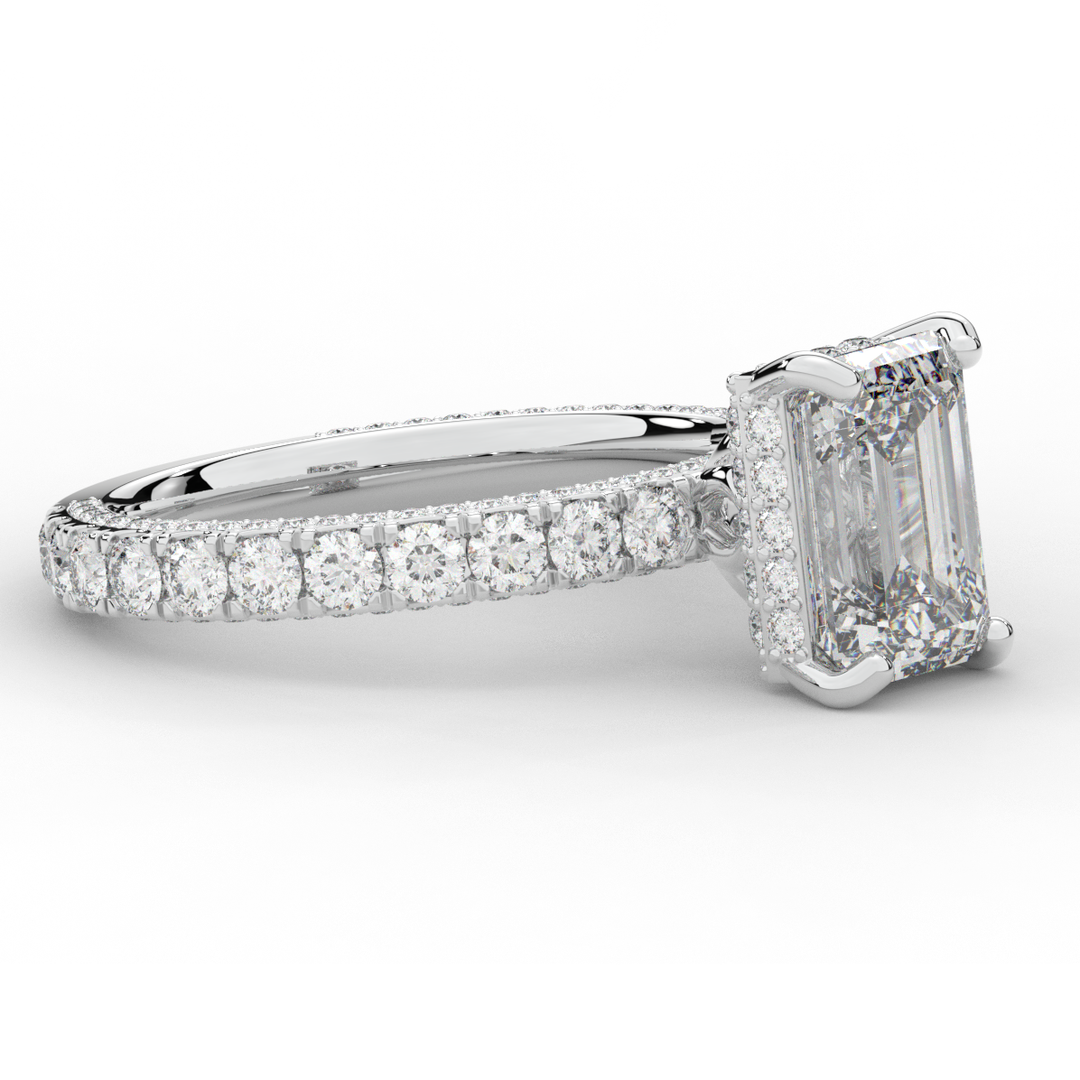 3.00CT.TW EMERALD CUT LAB DIAMOND ENGAGEMENT RING - Nazarelle