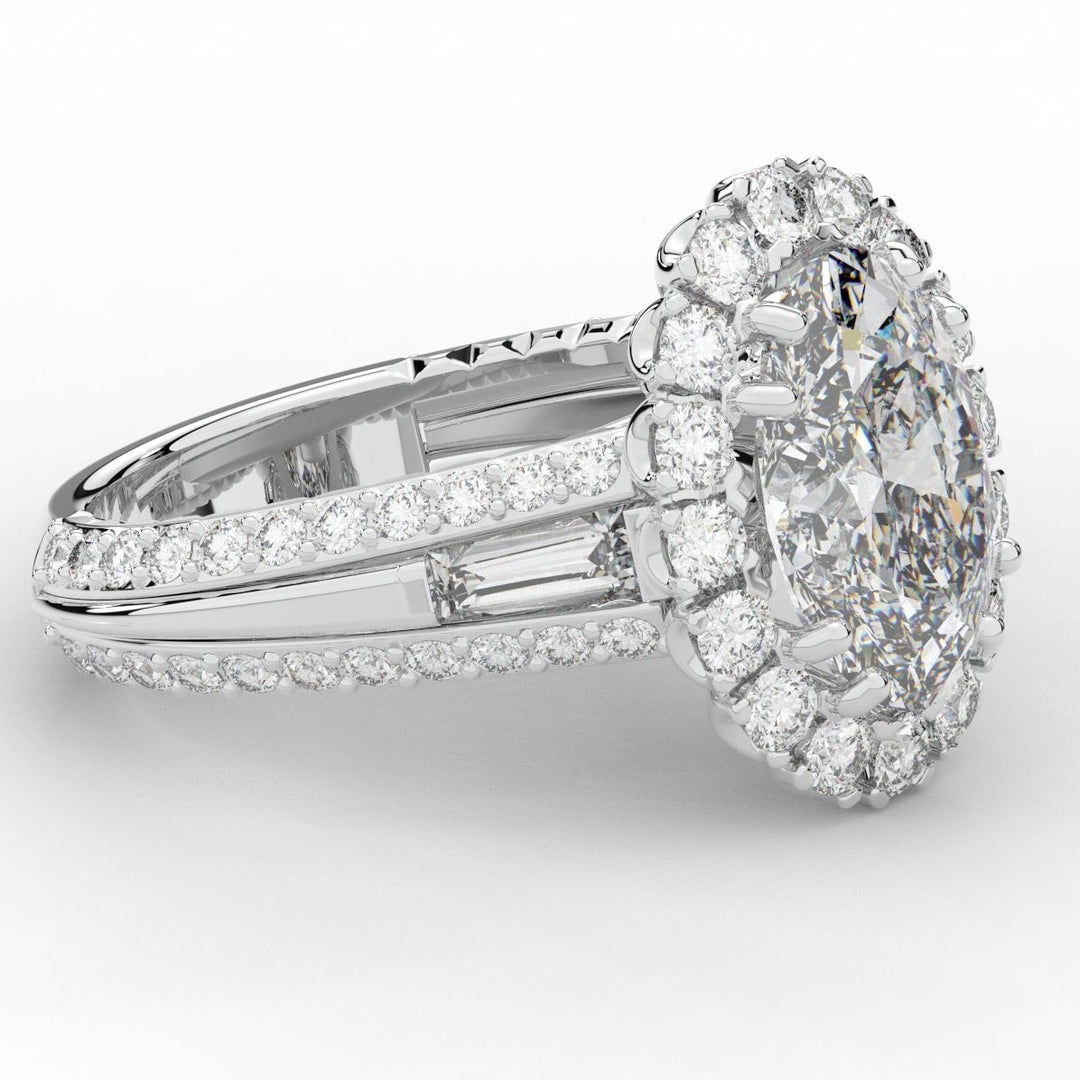 5.75CT.TW OVAL LAB DIAMOND HALO ENGAGEMENT RING - Nazarelle