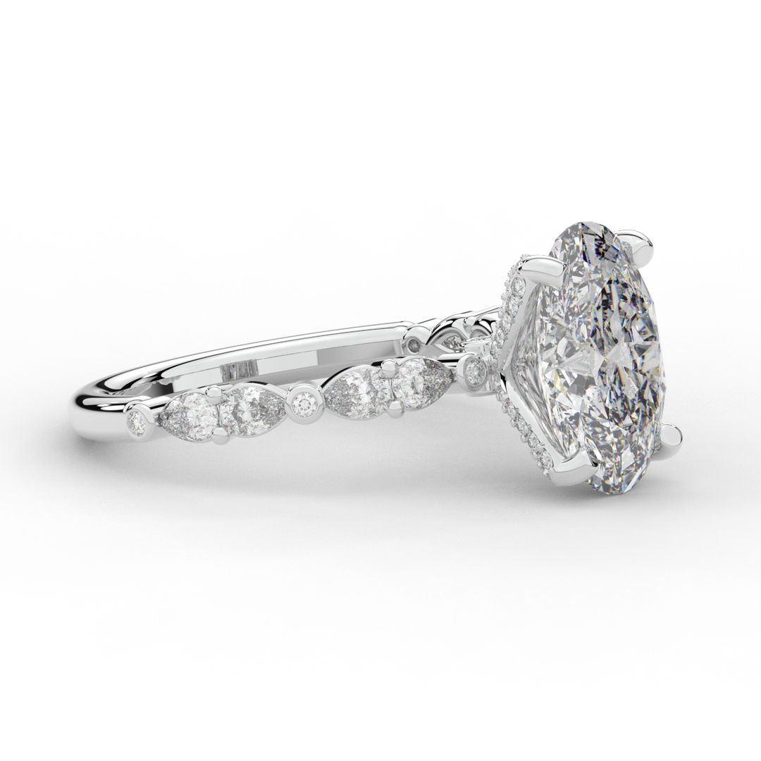 3.60CT.TW OVAL LAB DIAMOND SOLITAIRE ENGAGEMENT RING - Nazarelle