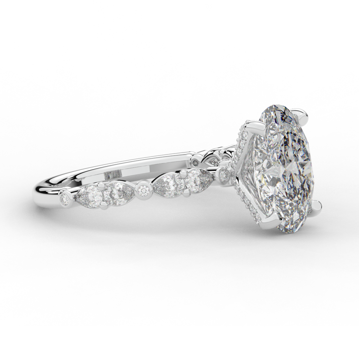 3.60CT.TW OVAL LAB DIAMOND SOLITAIRE ENGAGEMENT RING - Nazarelle