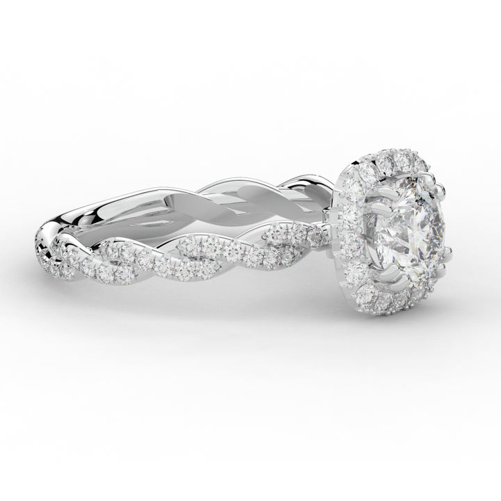 1.55CT.TW ROUND LAB DIAMOND HALO TWIST ENGAGEMENT RING - Nazarelle