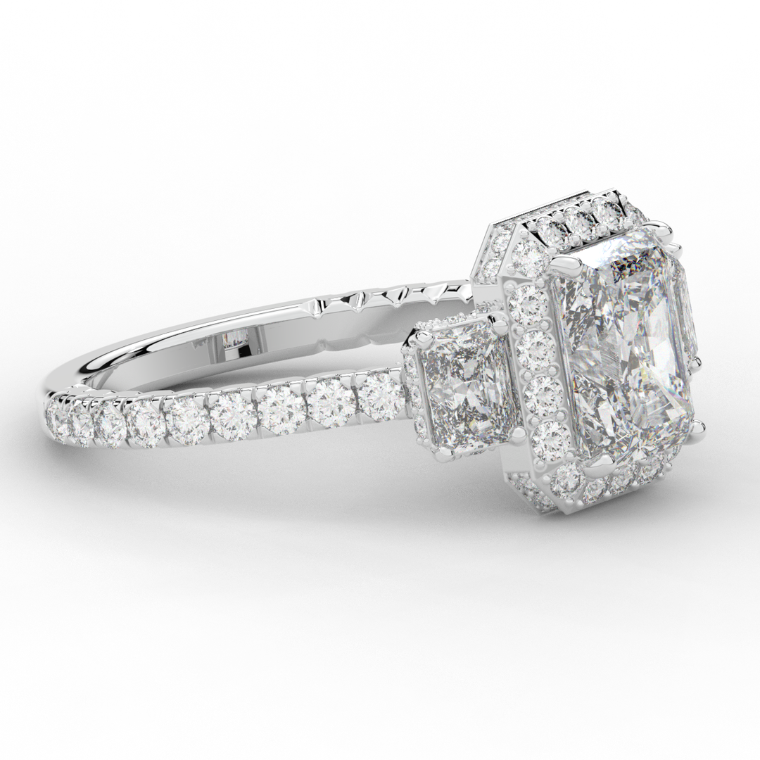 3.20CT.TW RADIANT LAB DIAMOND 3 STONE ENGAGEMENT RING - Nazarelle