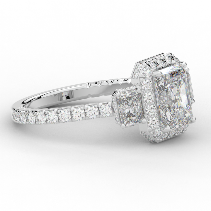 3.20CT.TW RADIANT LAB DIAMOND 3 STONE ENGAGEMENT RING - Nazarelle