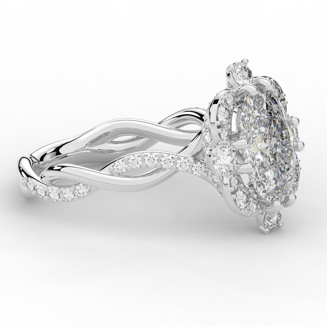 2.70CT.TW OVAL LAB DIAMOND HALO ENGAGEMENT RING - Nazarelle