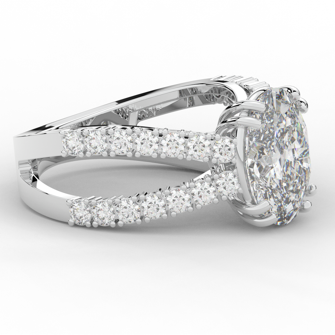 3.75CT.TW OVAL LAB DIAMOND SPLIT BAND ENGAGEMENT RING