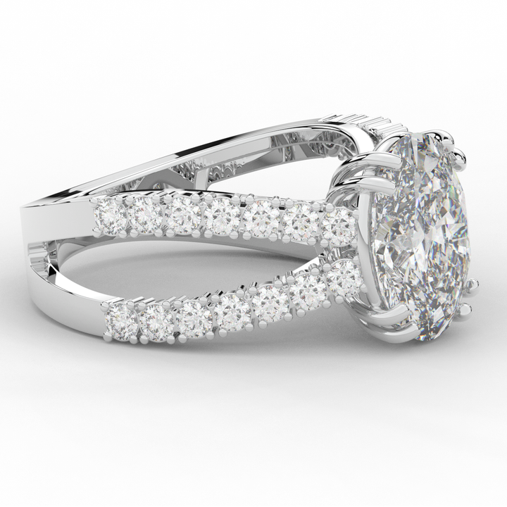 3.75CT.TW OVAL LAB DIAMOND SPLIT BAND ENGAGEMENT RING