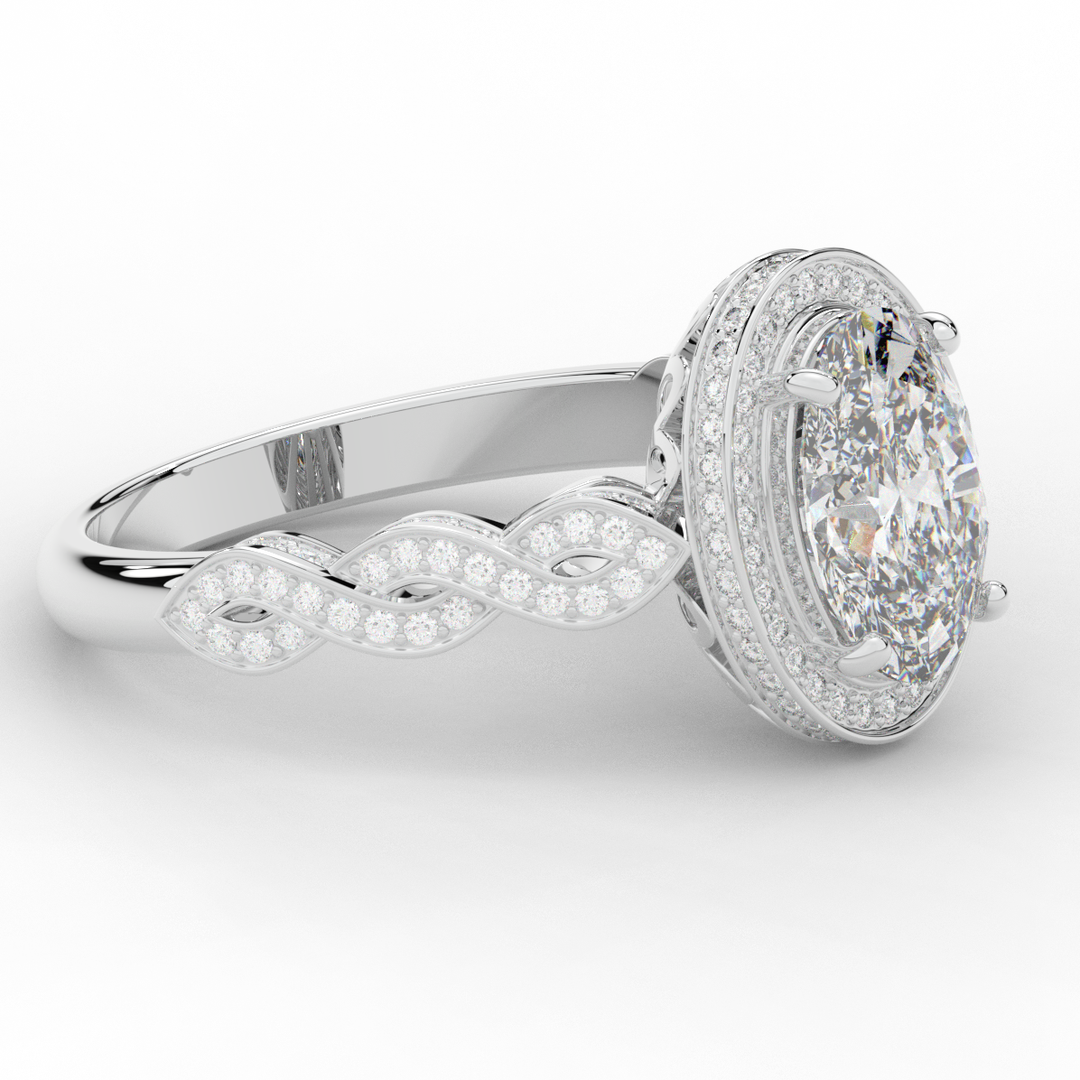 3.10CT.TW OVAL LAB DIAMOND HALO ENGAGEMENT RING - Nazarelle