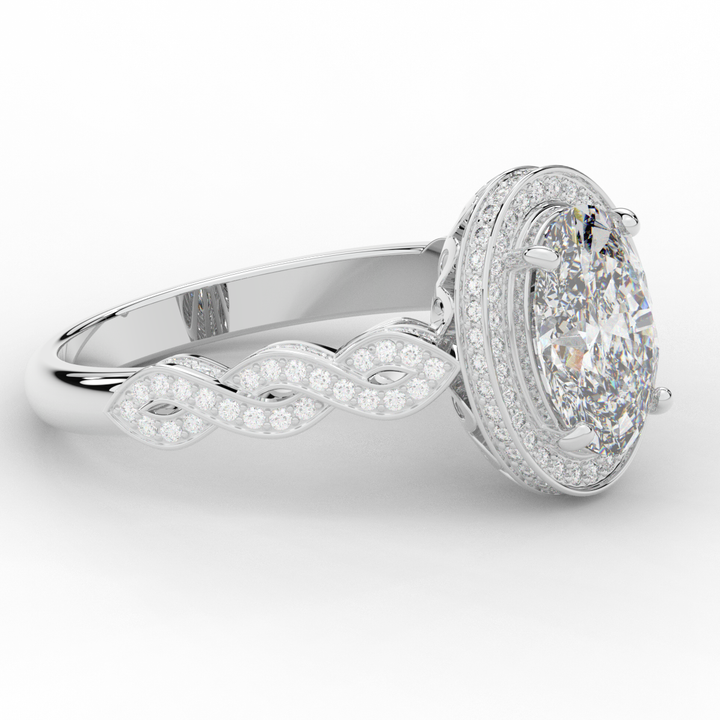 3.10CT.TW OVAL LAB DIAMOND HALO ENGAGEMENT RING - Nazarelle