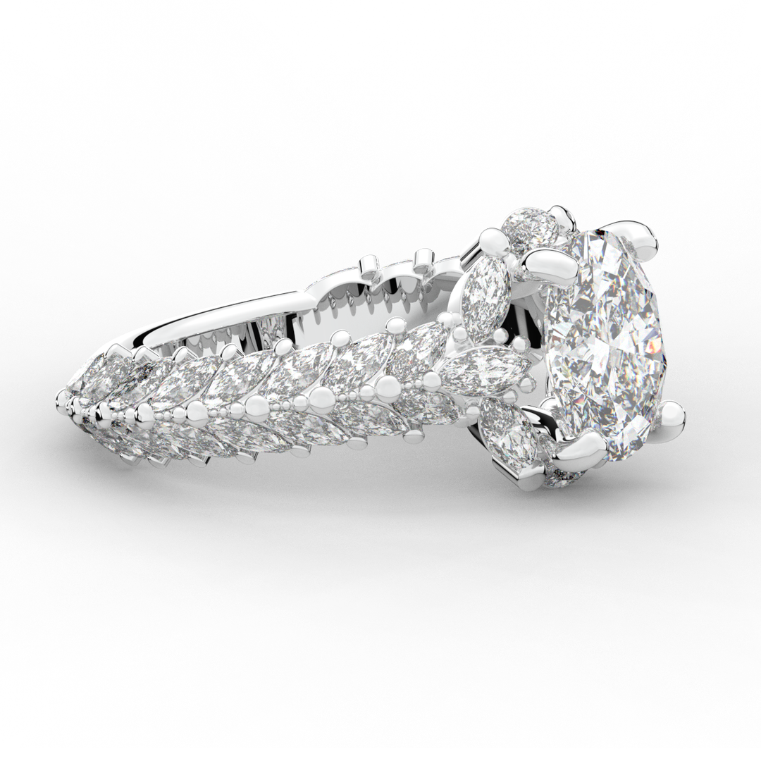 3.10CT.TW OVAL LAB DIAMOND HALO ENGAGEMENT RING - Nazarelle