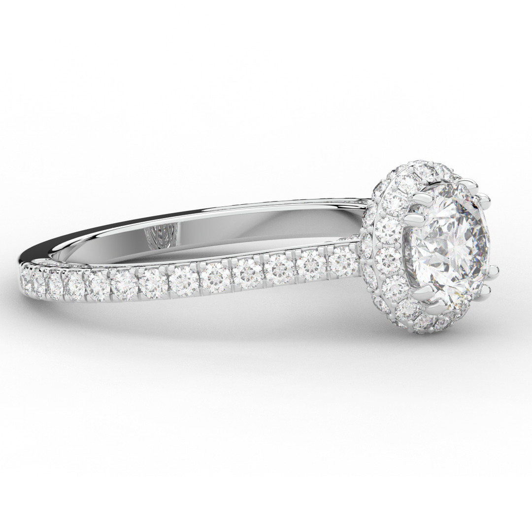 1.90CT.TW ROUND LAB DIAMOND HALO ENGAGEMENT RING - Nazarelle