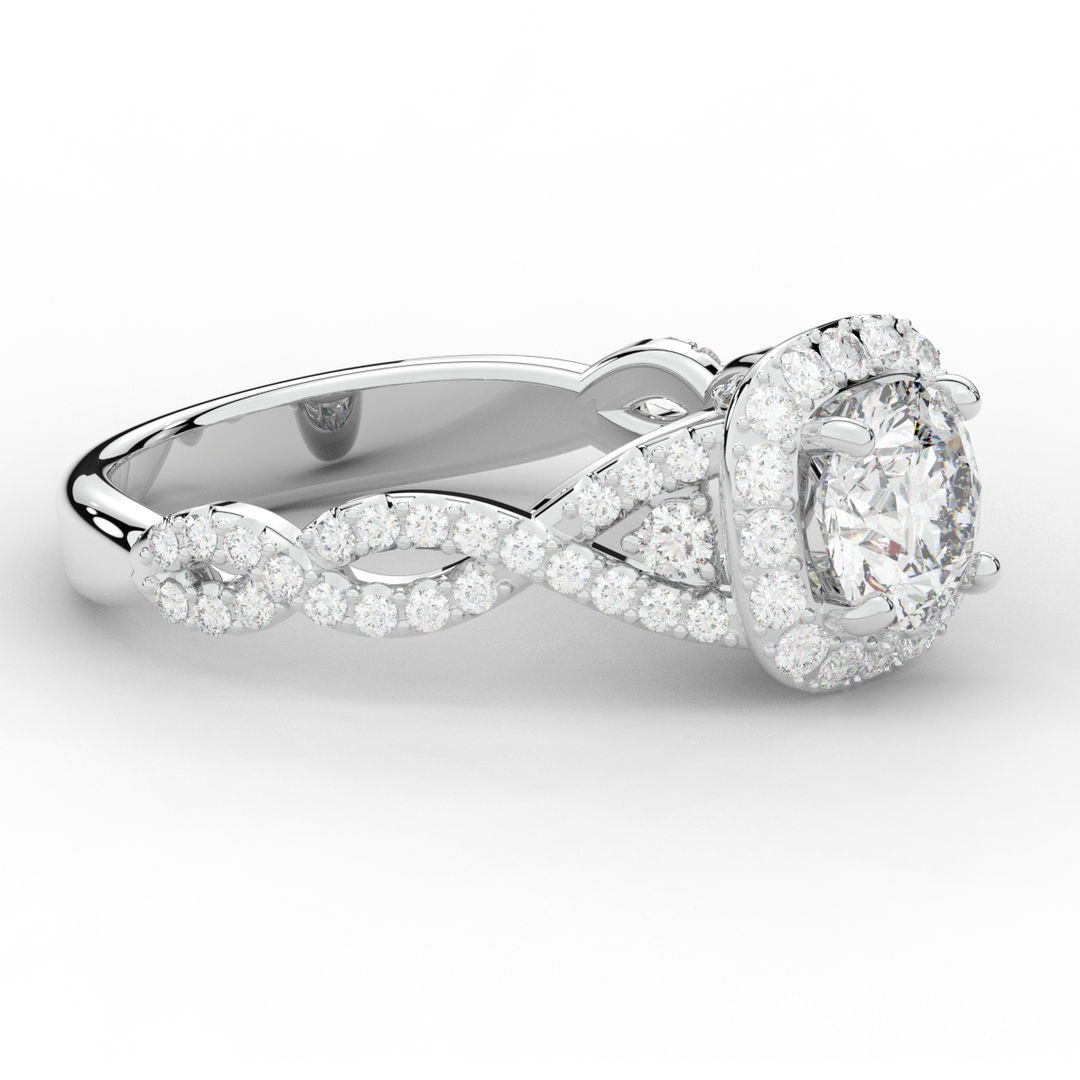 1.60CT.TW ROUND LAB DIAMOND HALO TWIST ENGAGEMENT RING - Nazarelle