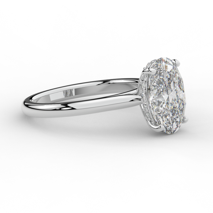2.05CT.TW OVAL LAB DIAMOND UNDERHALO ENGAGEMENT RING - Nazarelle