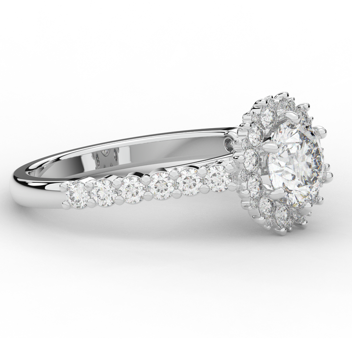 1.60CT.TW ROUND LAB DIAMOND HALO ENGAGEMENT RING - Nazarelle