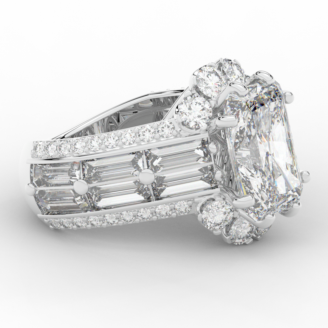 8.25CT.TW RADIANT LAB DIAMOND HALO ENGAGEMENT RING - Nazarelle