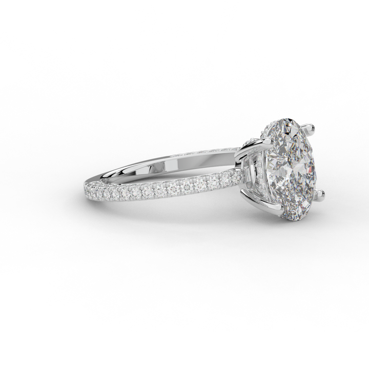 3.15CT.TW OVAL LAB DIAMOND SOLITAIRE ENGAGEMENT RING - Nazarelle