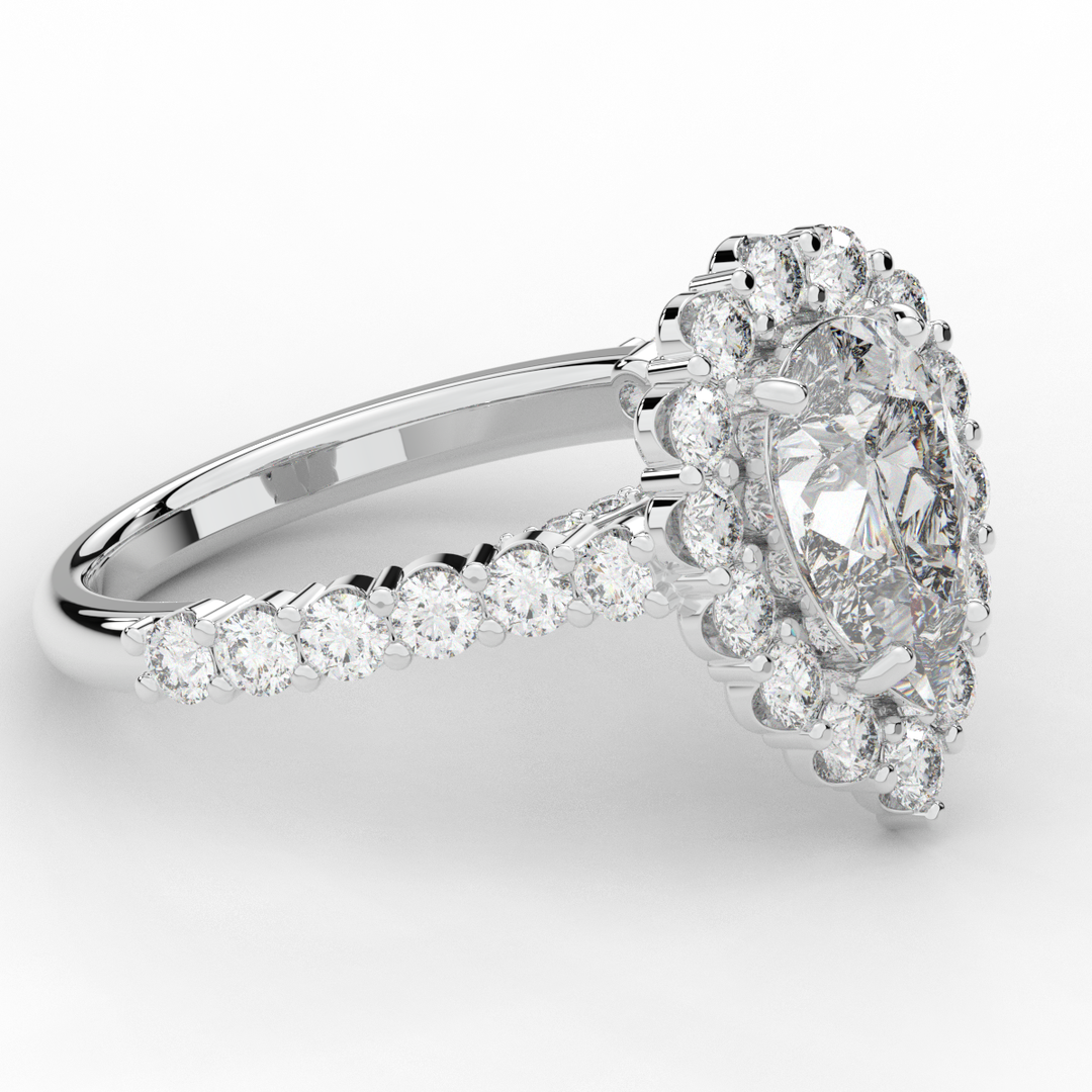 3.10CT.TW PEAR LAB DIAMOND HALO ENGAGEMENT RING - Nazarelle