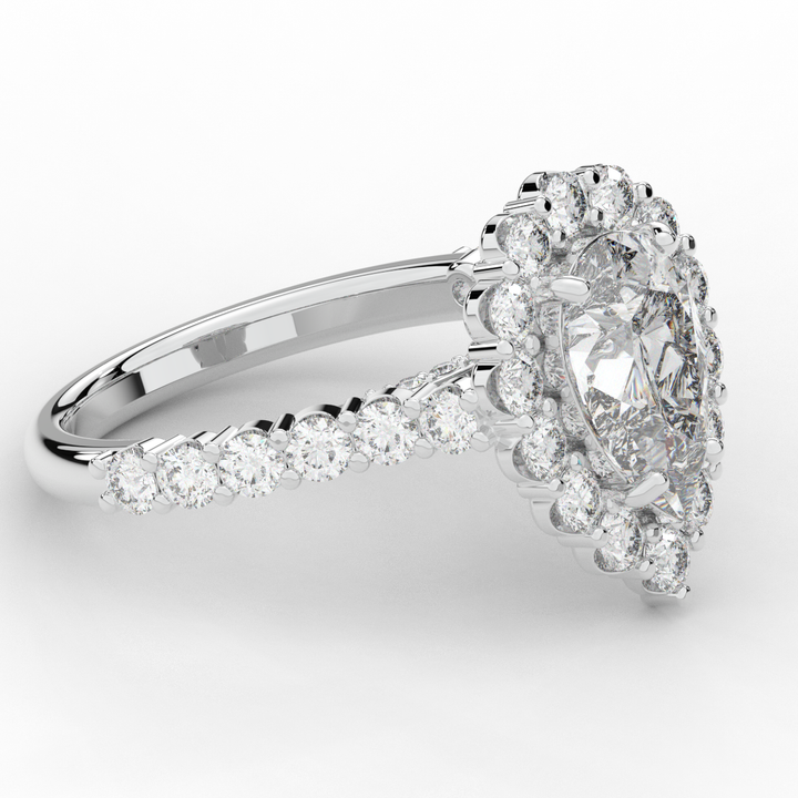 3.10CT.TW PEAR LAB DIAMOND HALO ENGAGEMENT RING - Nazarelle