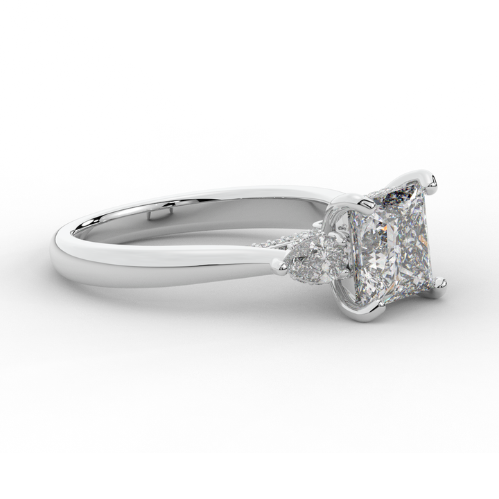 2.40CT.TW PRINCESS LAB DIAMOND 3 STONE ENGAGEMENT RING - Nazarelle