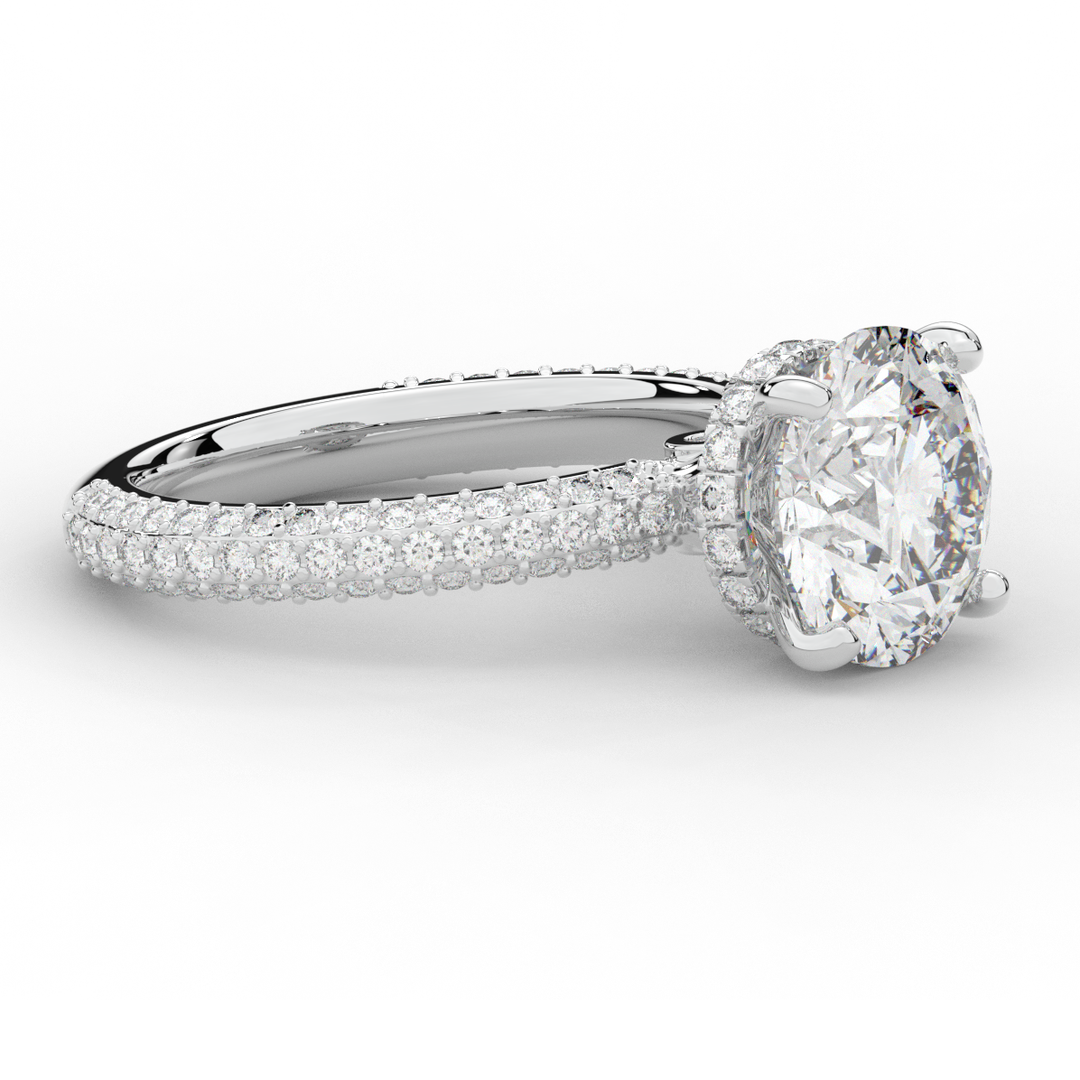 3.60CT.TW ROUND LAB DIAMOND SOLITAIRE ENGAGEMENT RING - Nazarelle