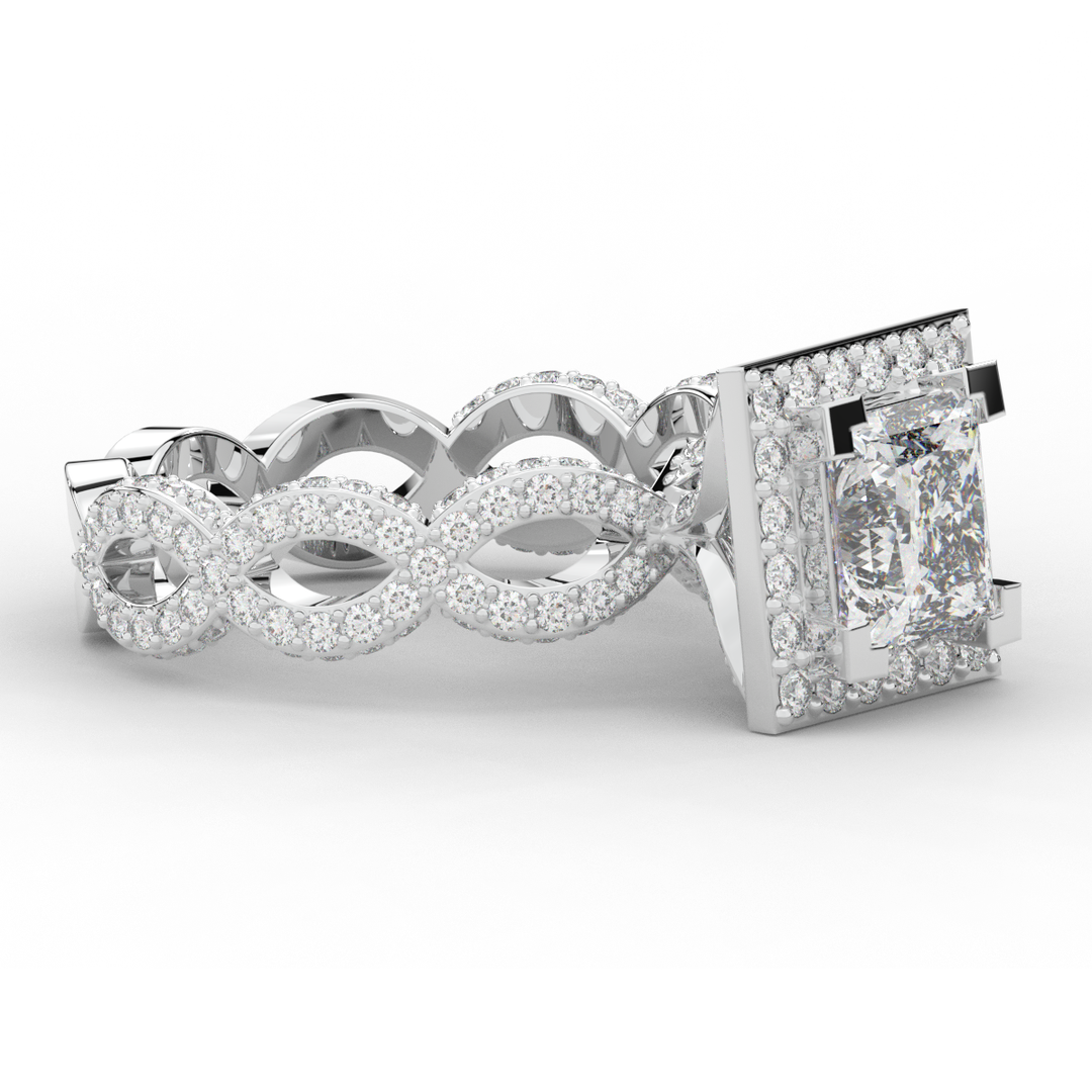 2.40CT.TW PRINCESS LAB DIAMOND HALO ENGAGEMENT RING - Nazarelle