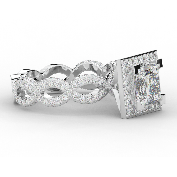 2.40CT.TW PRINCESS LAB DIAMOND HALO ENGAGEMENT RING - Nazarelle