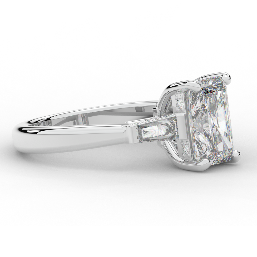 3.45CT.TW RADIANT LAB DIAMOND 3 STONE ENGAGEMENT RING - Nazarelle