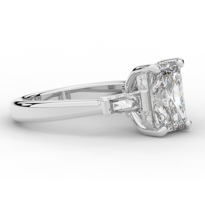 3.45CT.TW RADIANT LAB DIAMOND 3 STONE ENGAGEMENT RING - Nazarelle