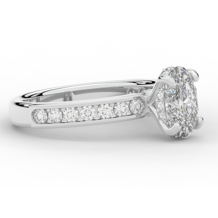 1.95CT.TW OVAL LAB DIAMOND UNDERHALO ENGAGEMENT RING - Nazarelle