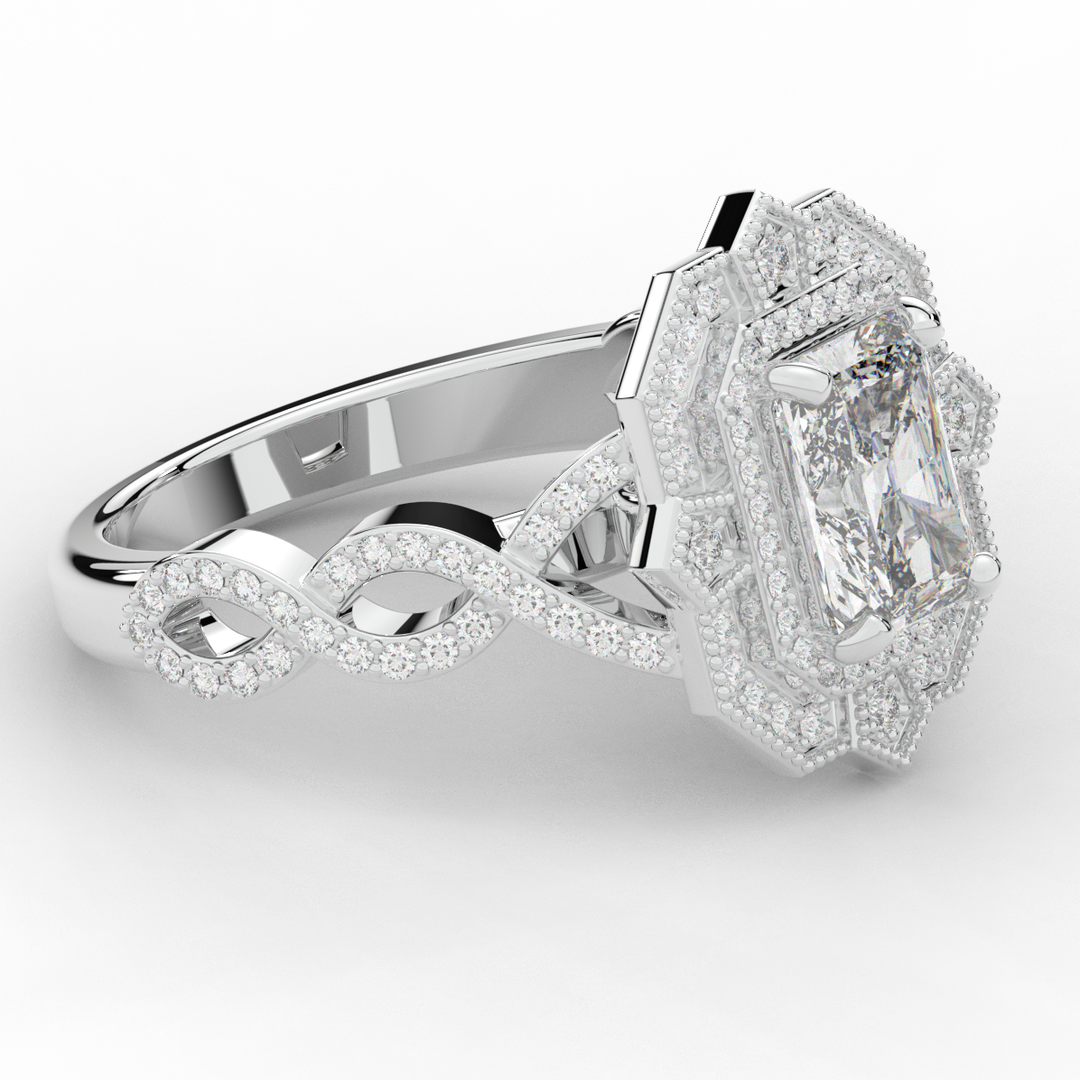 1.90CT.TW RADIANT LAB DIAMOND HALO ENGAGEMENT RING - Nazarelle