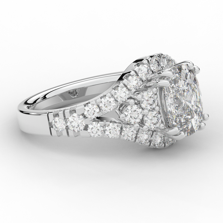 3.10CT.TW CUSHION LAB DIAMOND HALO ENGAGEMENT RING - Nazarelle