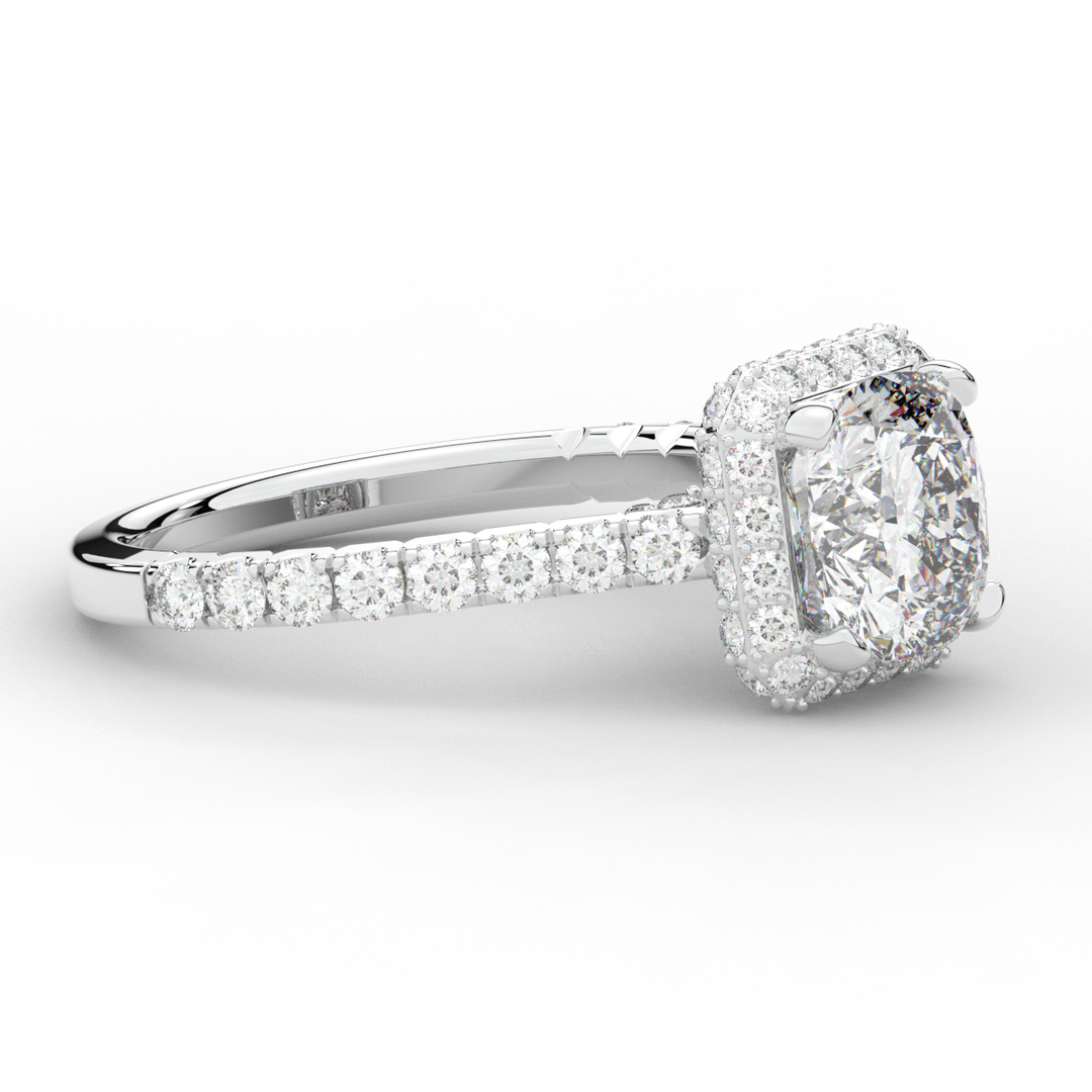 2.75CT.TW CUSHION LAB DIAMOND HALO ENGAGEMENT RING - Nazarelle