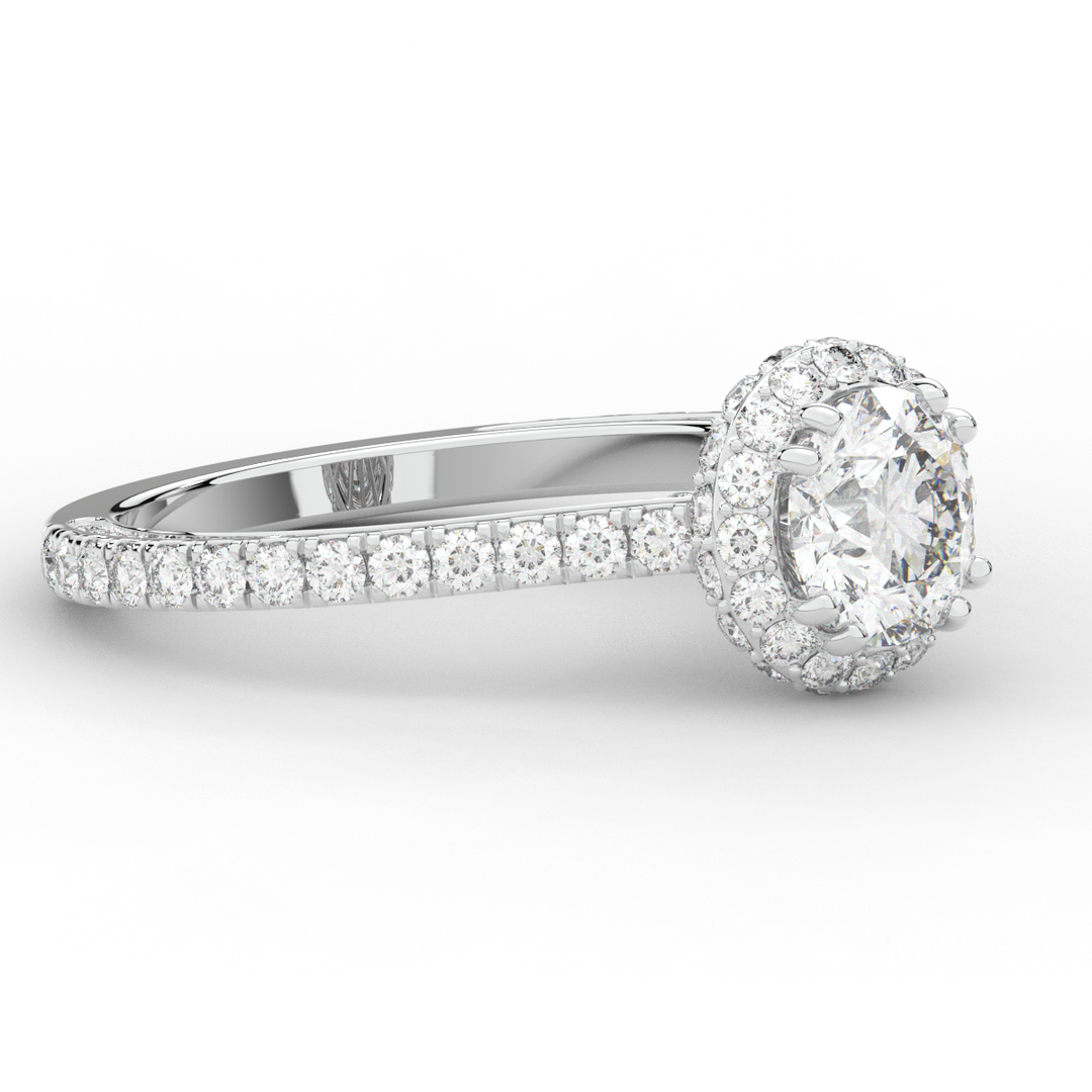 1.90CT.TW ROUND LAB DIAMOND HALO ENGAGEMENT RING - Nazarelle