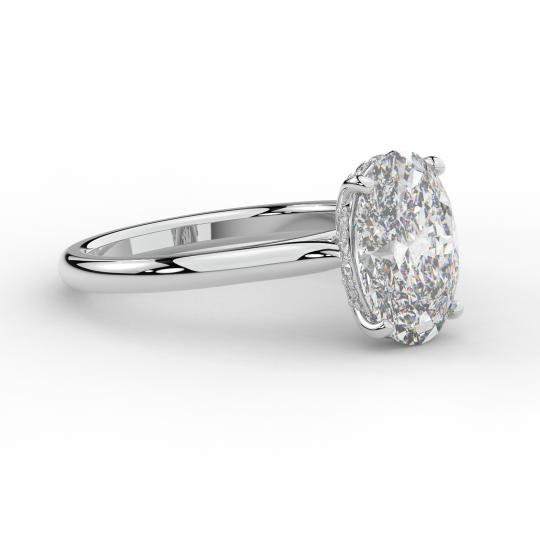 2.05CT.TW OVAL LAB DIAMOND UNDERHALO ENGAGEMENT RING - Nazarelle