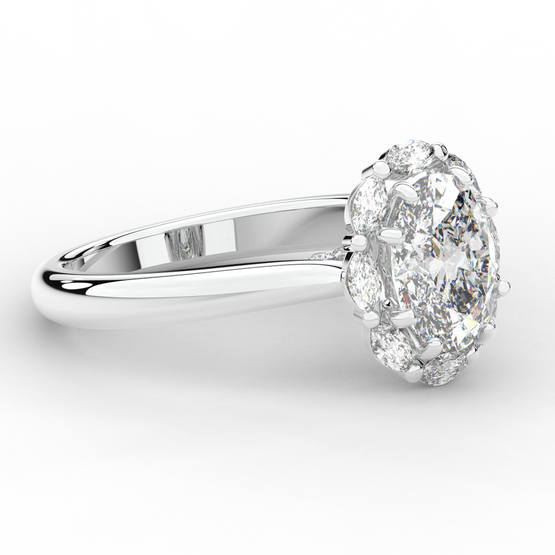 1.90CT.TW OVAL LAB DIAMOND HALO ENGAGEMENT RING - Nazarelle