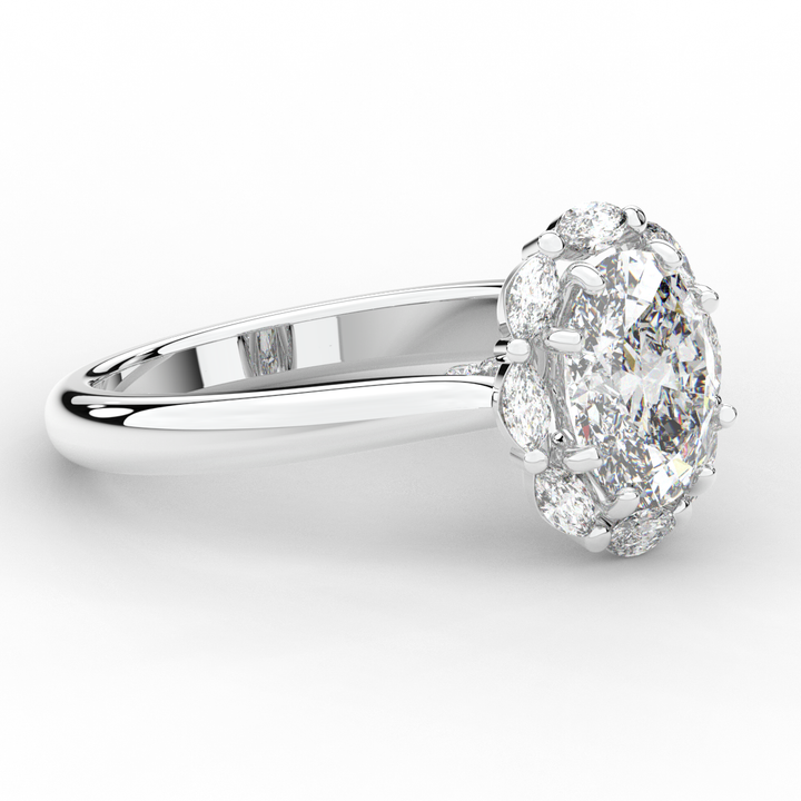 1.90CT.TW OVAL LAB DIAMOND HALO ENGAGEMENT RING - Nazarelle