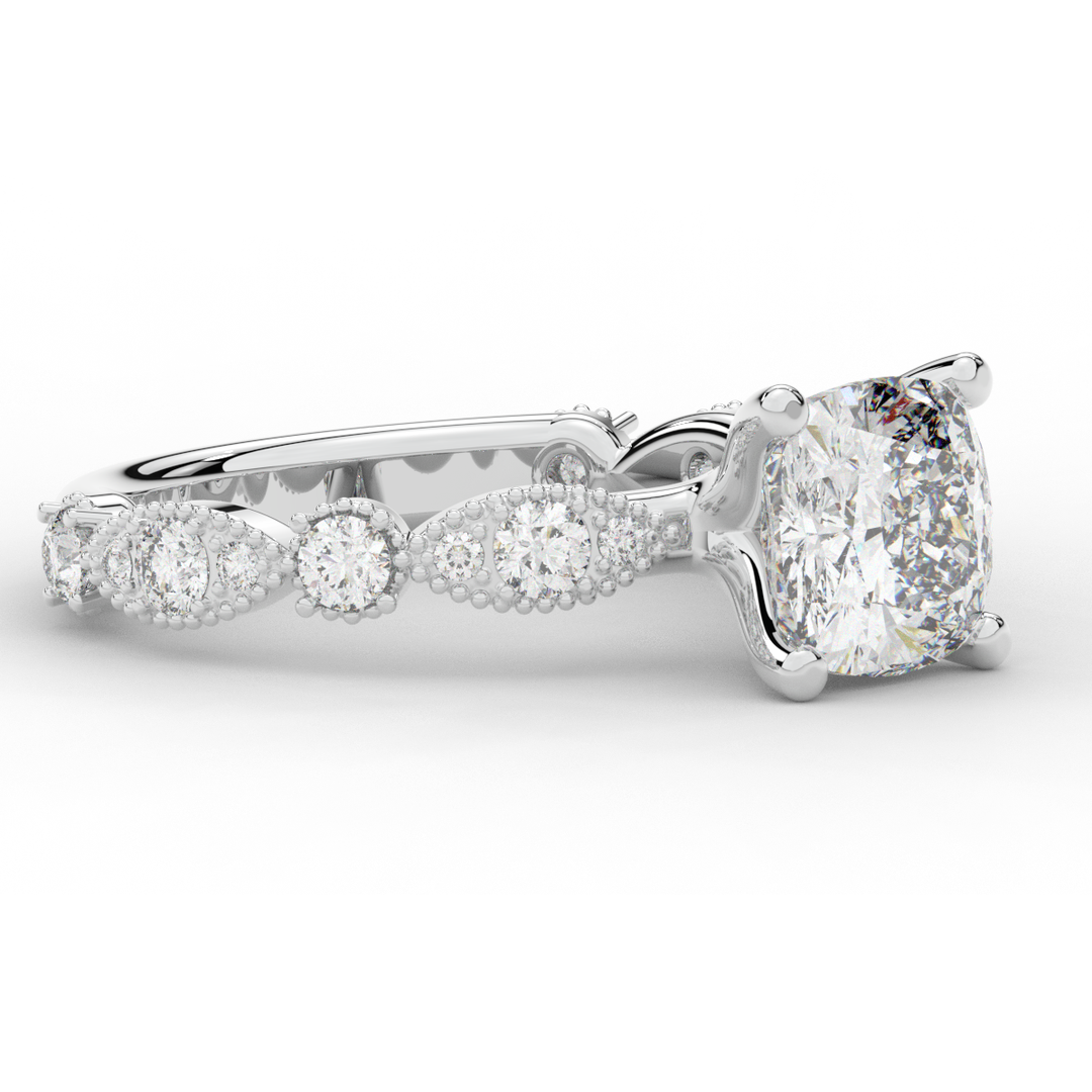 2.50CT.TW CUSHION LAB DIAMOND SOLITAIRE ENGAGEMENT RING - Nazarelle