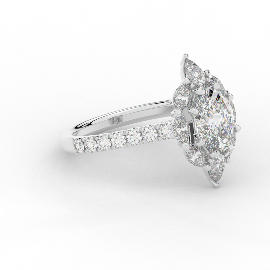 2.75CT.TW OVAL LAB DIAMOND HALO ENGAGEMENT RING - Nazarelle