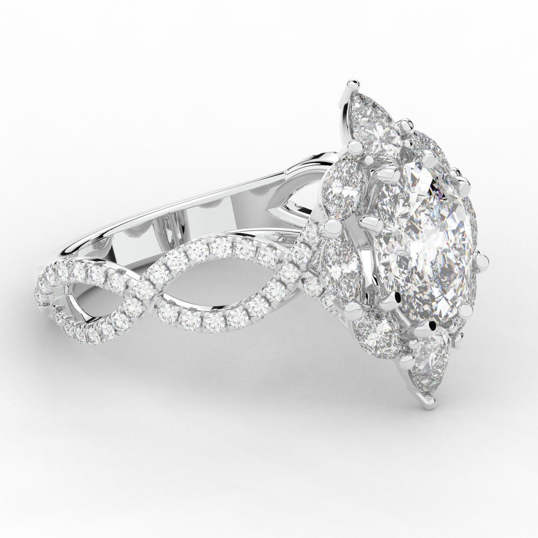 3.00CT.TW OVAL LAB DIAMOND HALO ENGAGEMENT RING - Nazarelle