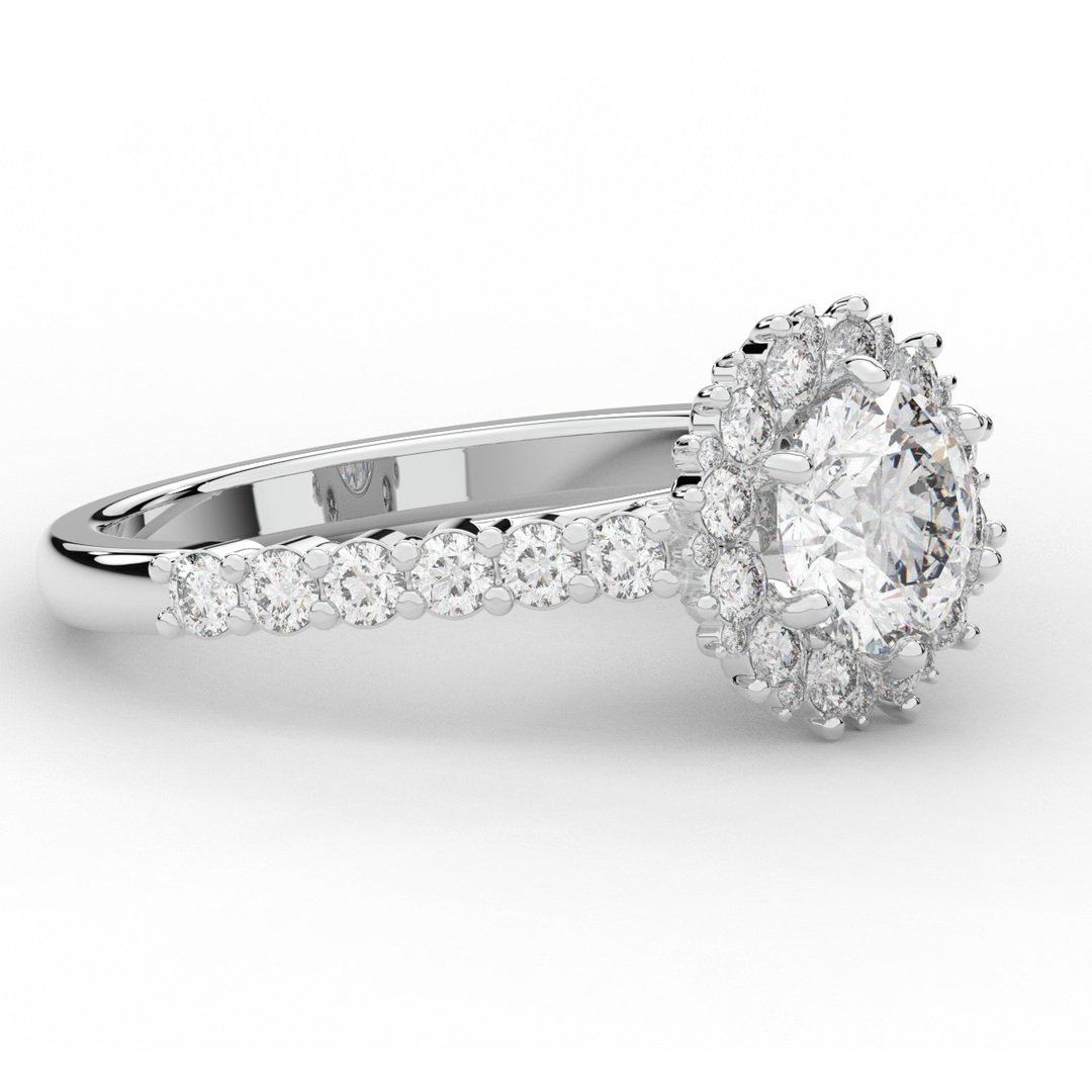 1.60CT.TW ROUND LAB DIAMOND HALO ENGAGEMENT RING - Nazarelle