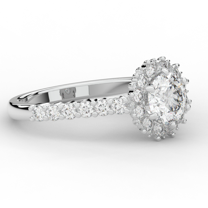 1.60CT.TW ROUND LAB DIAMOND HALO ENGAGEMENT RING - Nazarelle
