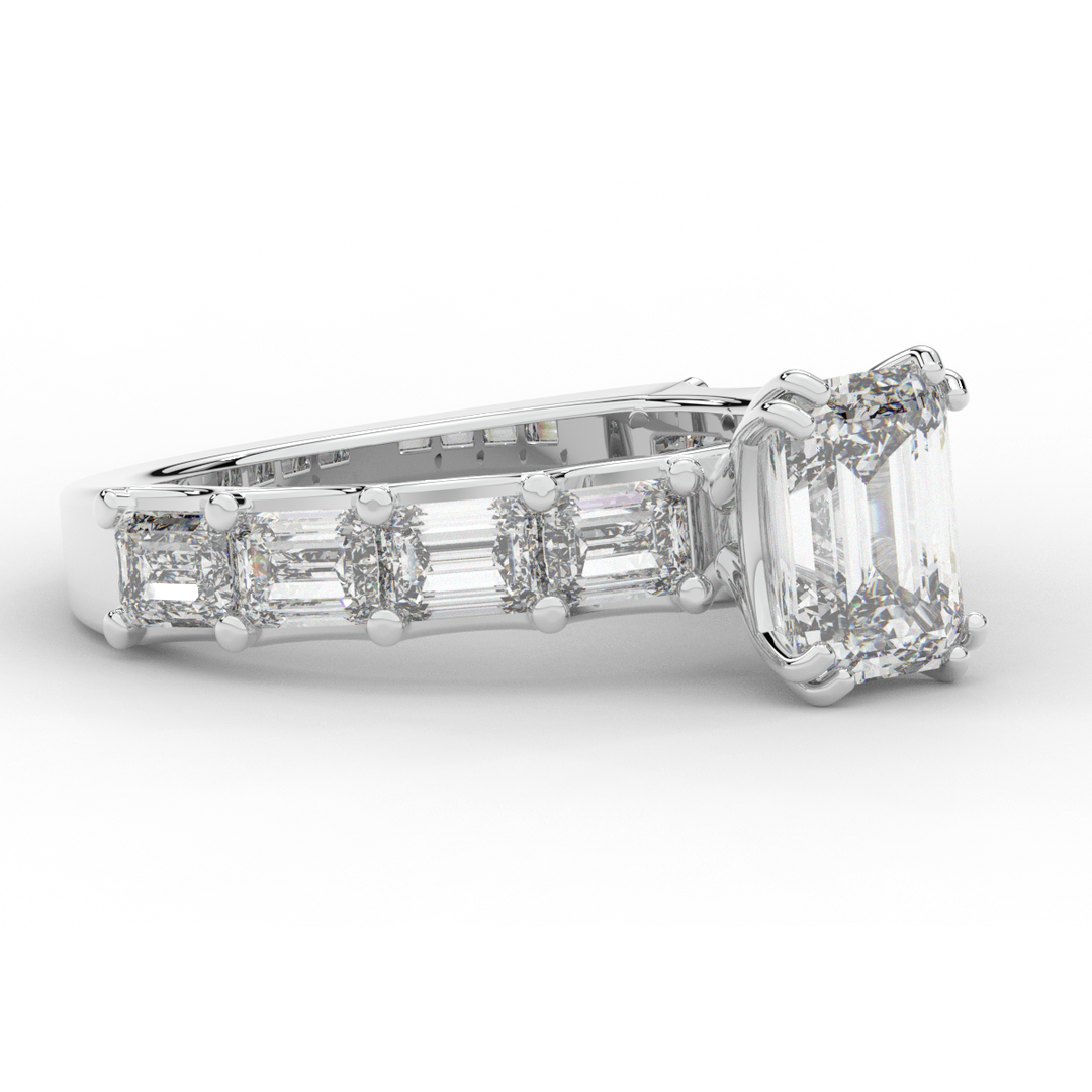 3.75CT.TW EMERALD CUT LAB DIAMOND SOLITAIRE ENGAGEMENT RING