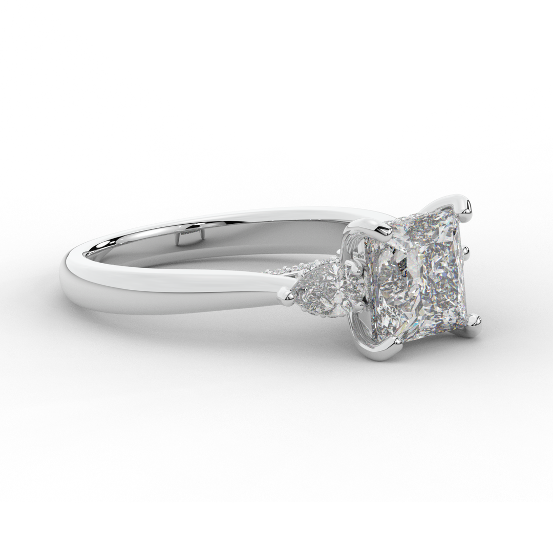 2.40CT.TW PRINCESS LAB DIAMOND 3 STONE ENGAGEMENT RING - Nazarelle