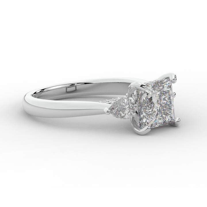 2.40CT.TW PRINCESS LAB DIAMOND 3 STONE ENGAGEMENT RING - Nazarelle