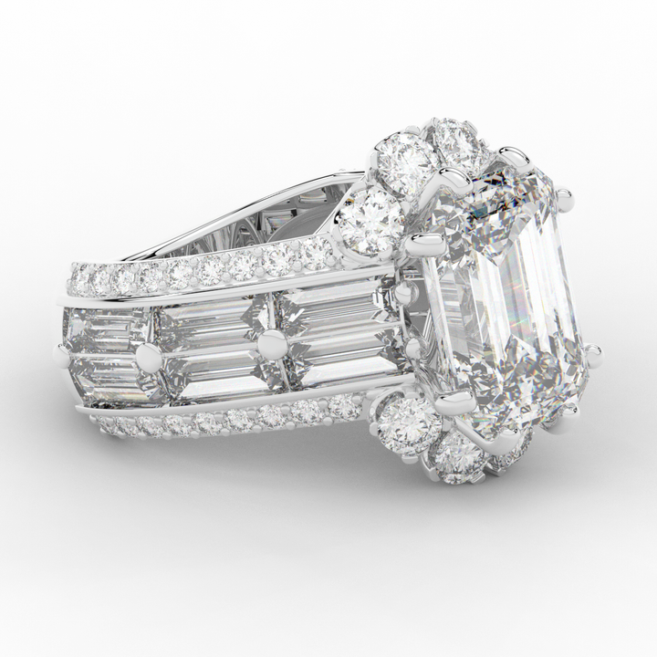 8.25CT.TW EMERALD CUT LAB DIAMOND HALO ENGAGEMENT RING - Nazarelle