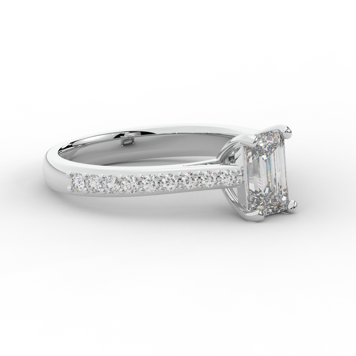 1.25CT.TW EMERALD CUT LAB DIAMOND SOLITAIRE ENGAGEMENT RING - Nazarelle