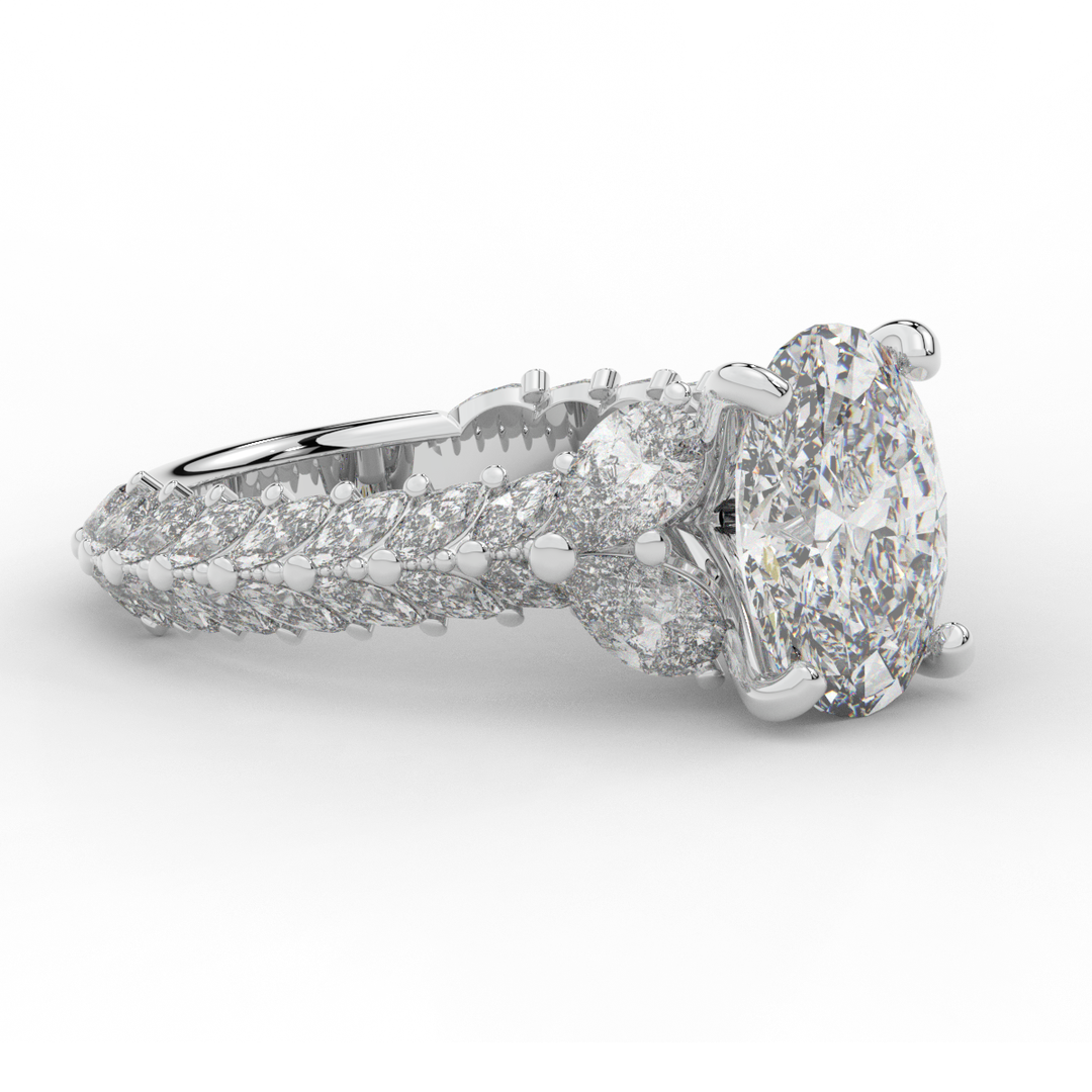 5.25CT.TW OVAL LAB DIAMOND HALO ENGAGEMENT RING - Nazarelle