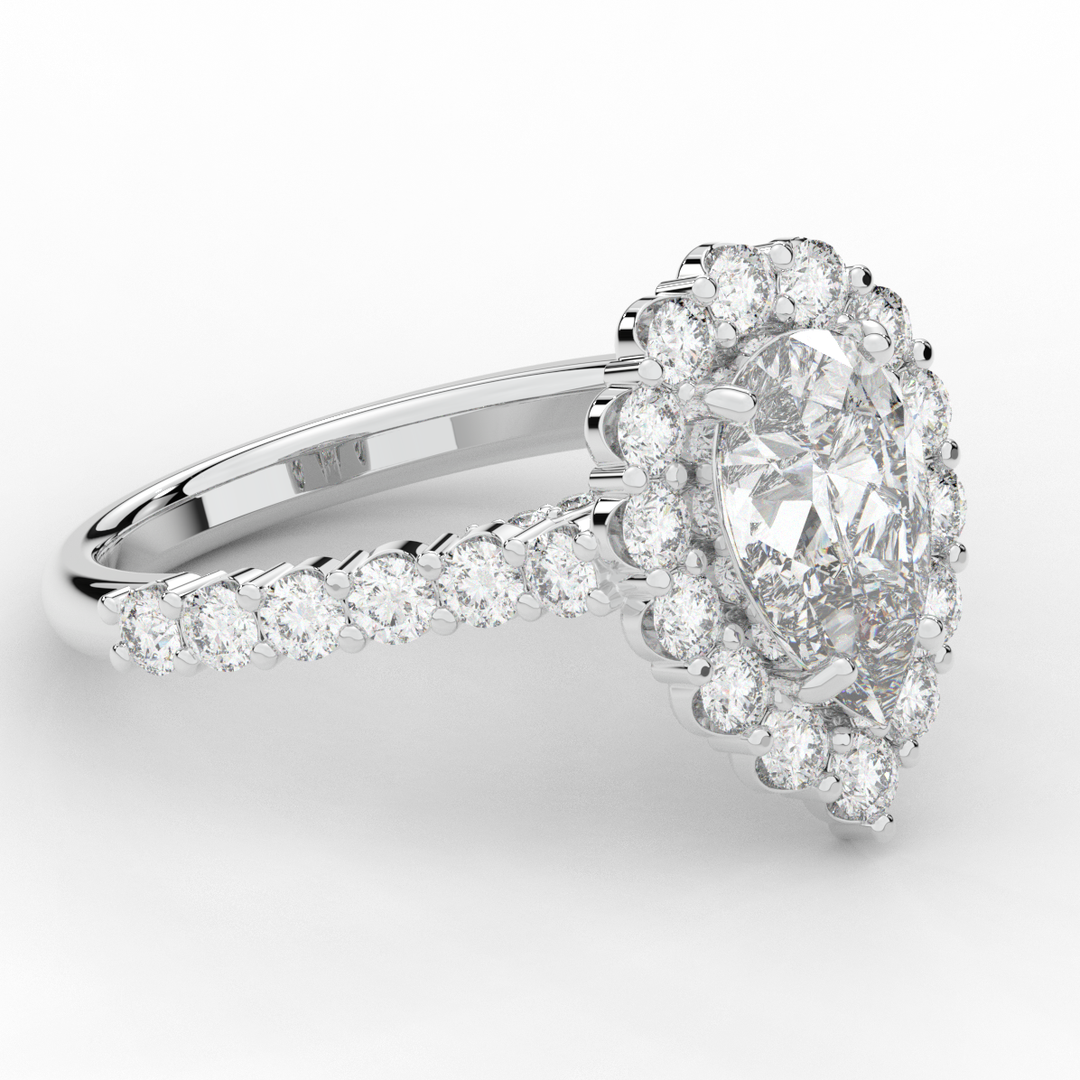 3.10CT.TW PEAR LAB DIAMOND HALO ENGAGEMENT RING - Nazarelle