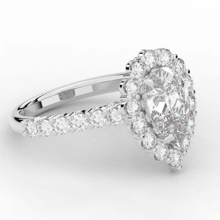 3.10CT.TW PEAR LAB DIAMOND HALO ENGAGEMENT RING - Nazarelle