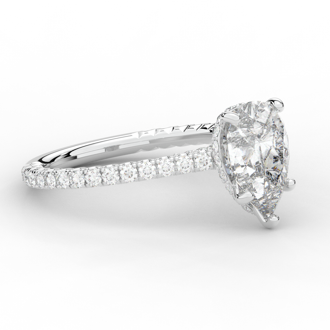 2.50CT.TW PEAR LAB DIAMOND UNDERHALO SOLITAIRE ENGAGEMENT RING - Nazarelle
